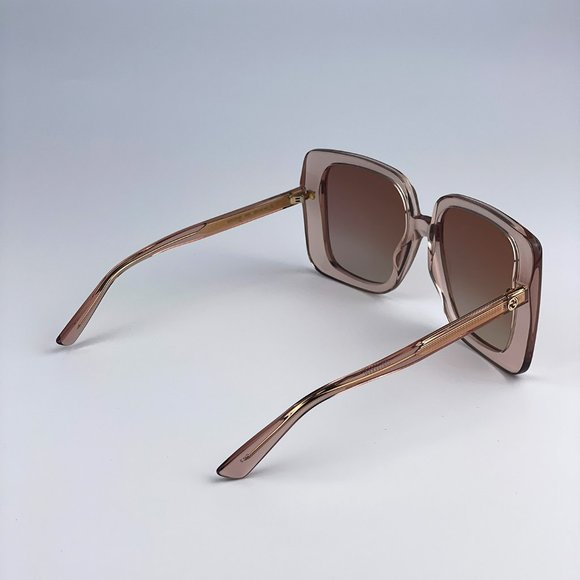 Gucci GG1314S 005 Sunglasses Transparent Sand Brown Gradient Mirrored Oversized main image 10